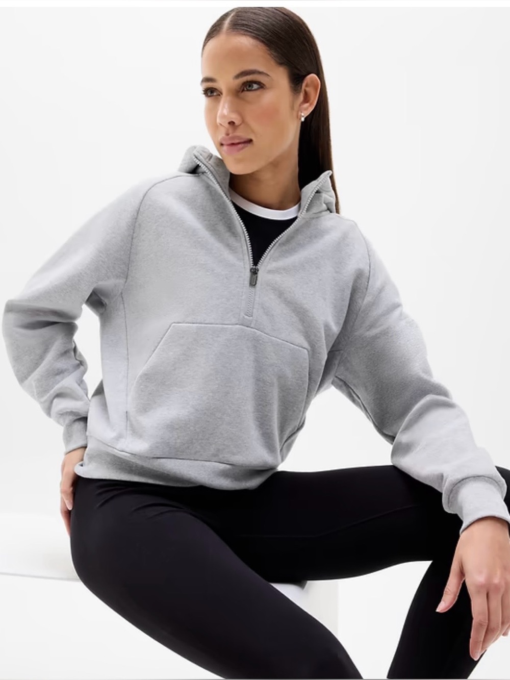 Athleta Forever Fleece 1/2 Zip Hoodie Sz XL